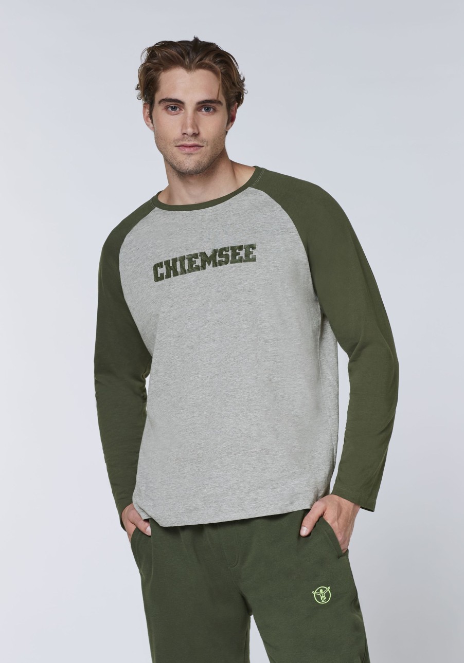 Herren chiemsee T-Shirts & Tanks | Two-Tone-Longsleeve Aus Jersey Mit Struktur-Logo