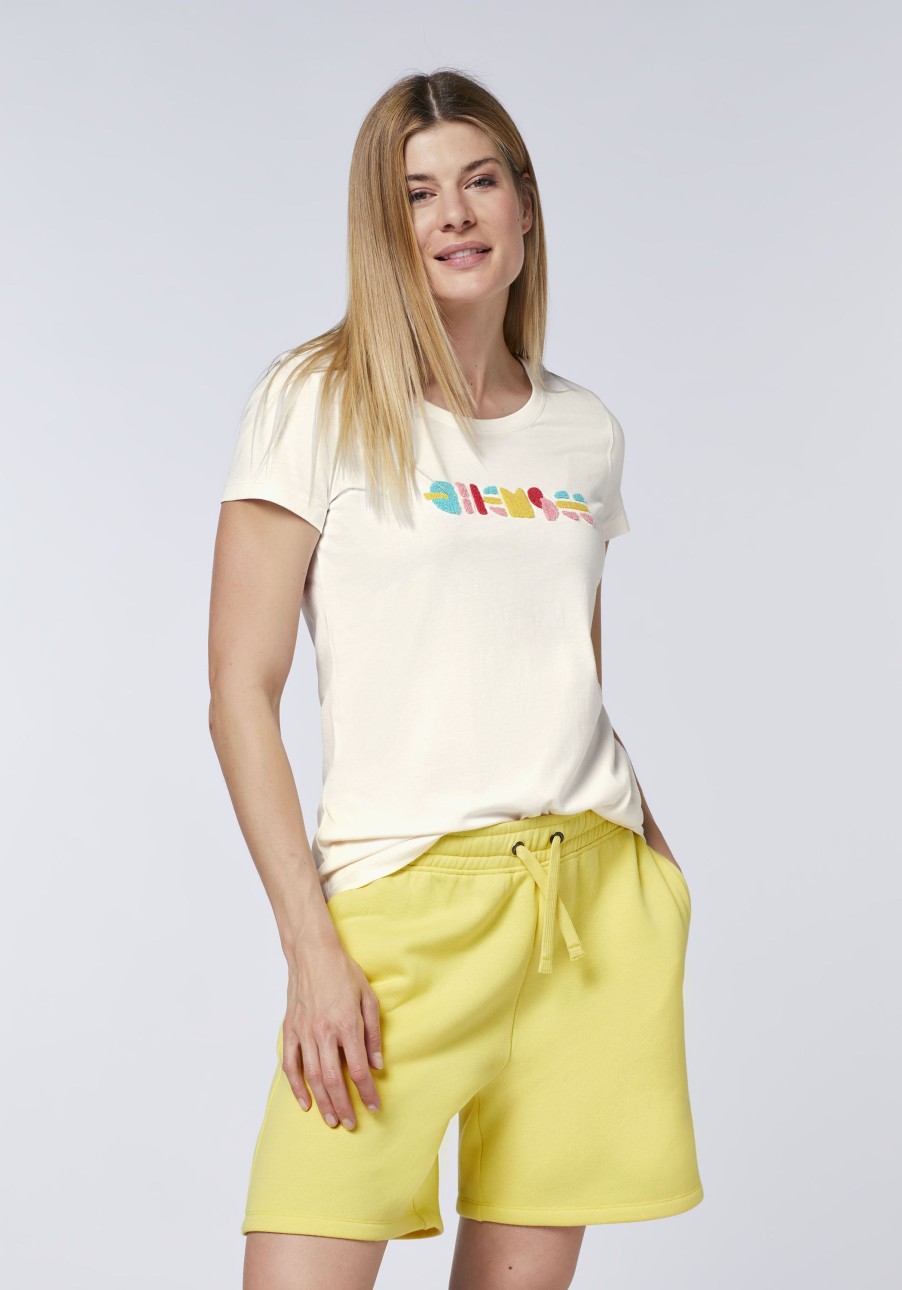 Damen chiemsee T-Shirts & Tops | Baumwollshirt Mit Flauschigem Multicolour-Logo