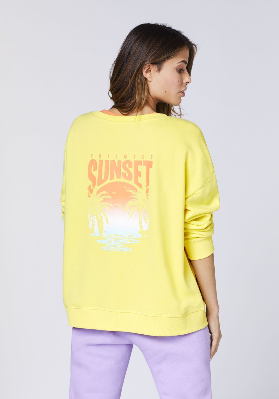 Damen chiemsee Sweatshirts & Sweatjacken | Sweater Aus Baumwollmix Mit Logo- Und Sunset-Motiv