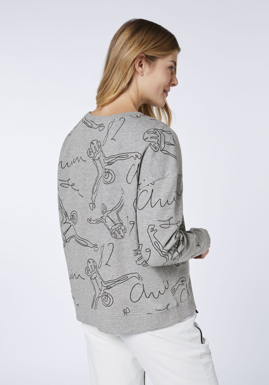 Damen chiemsee Sweatshirts & Sweatjacken | Sweater Aus Baumwollmix Mit Label-Art-Muster