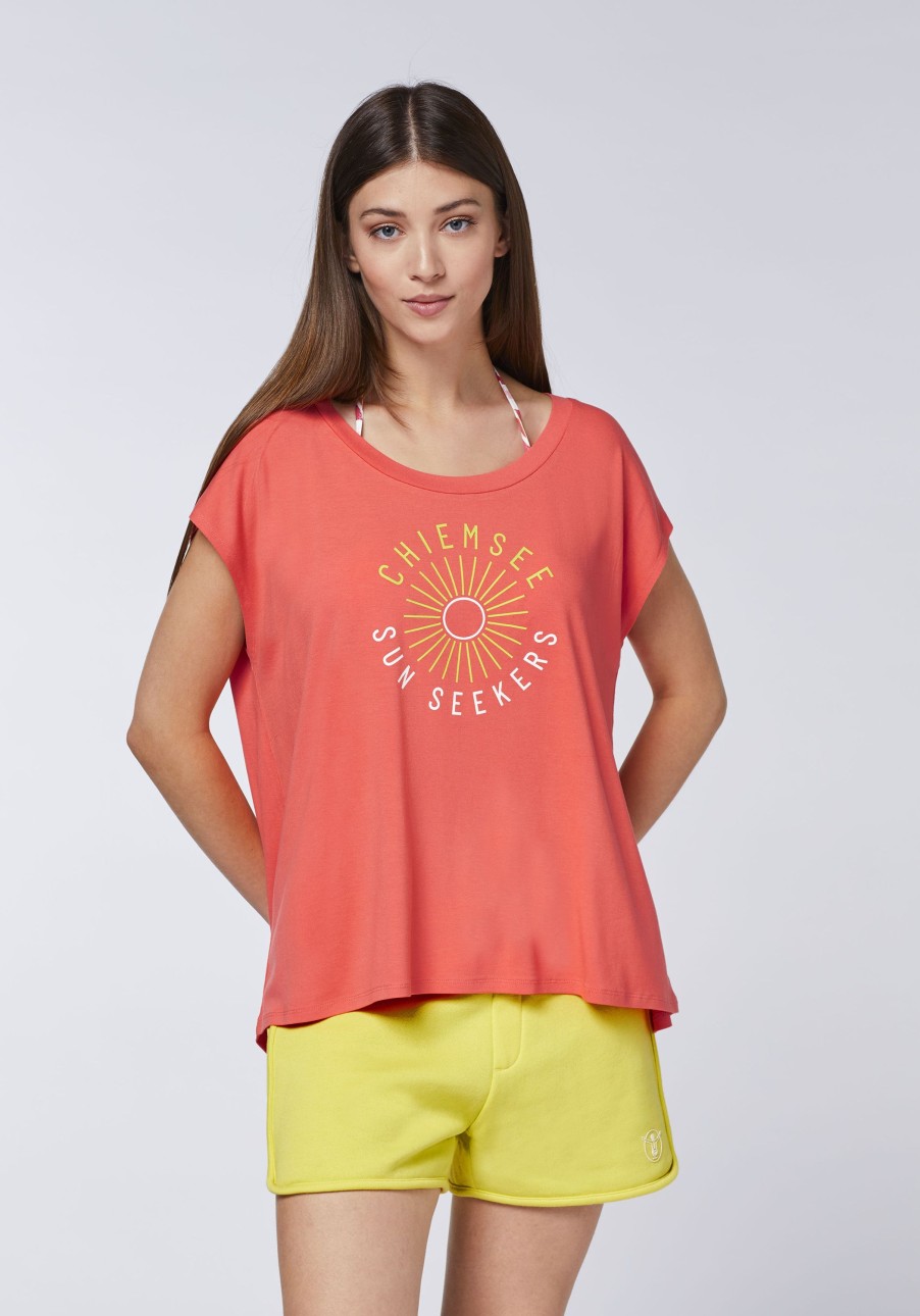 Damen chiemsee T-Shirts & Tops | Boxy T-Shirt Aus Jersey Mit Schriftzug Und Motiv