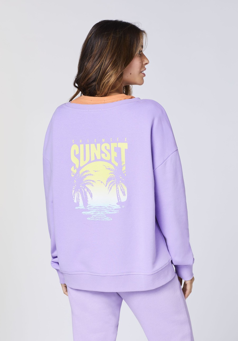 Damen chiemsee Sweatshirts & Sweatjacken | Sweater Aus Baumwollmix Mit Logo- Und Sunset-Motiv