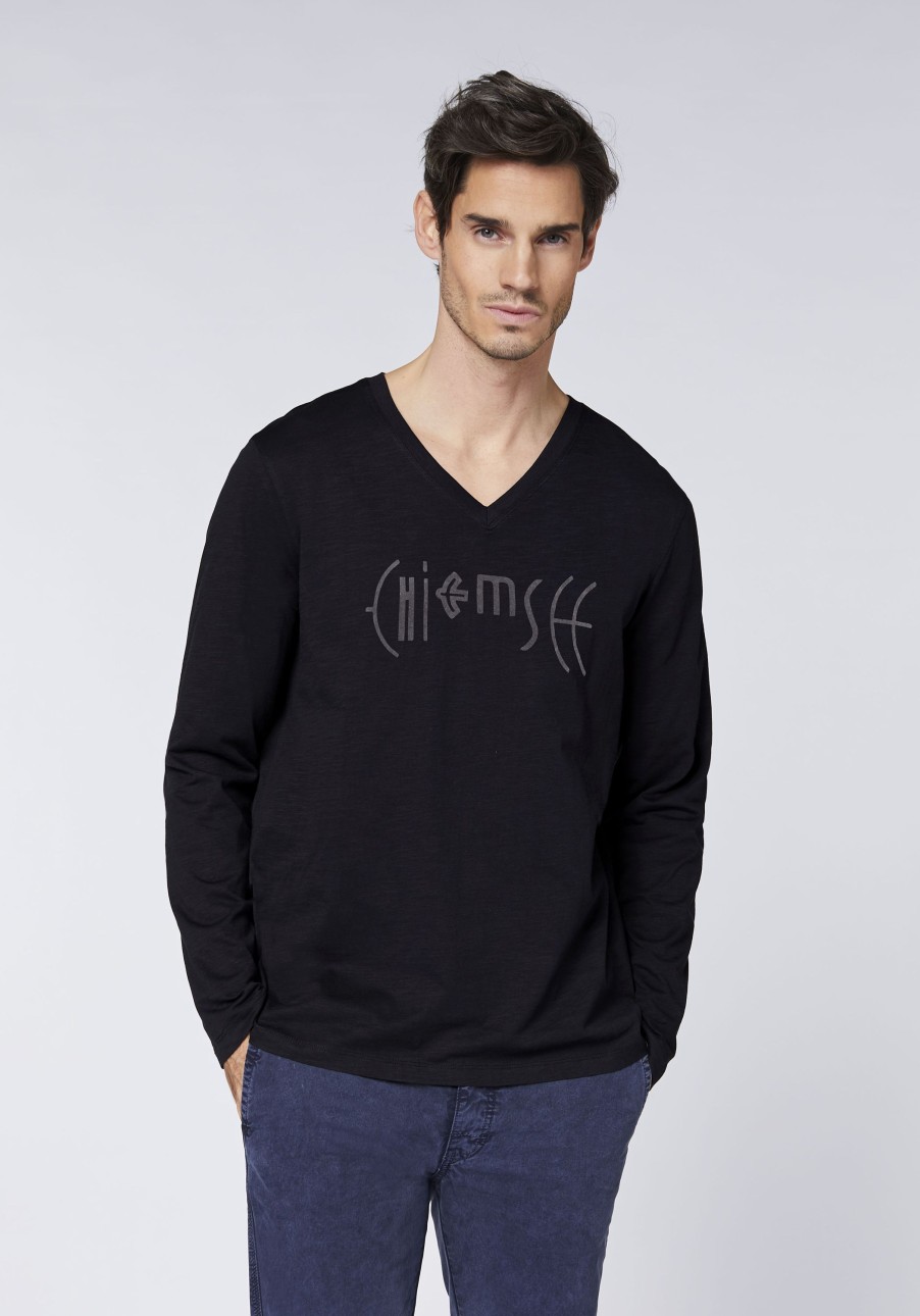 Herren chiemsee T-Shirts & Tanks | Logo-Longsleeve Mit V-Neck Aus Jersey