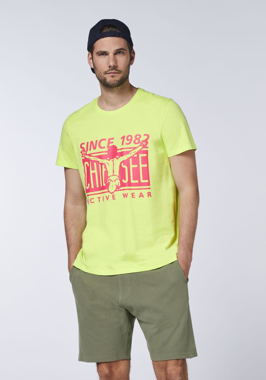 Herren chiemsee T-Shirts & Tanks | Label-Shirt Aus Baumwolle In Two-Tone-Optik