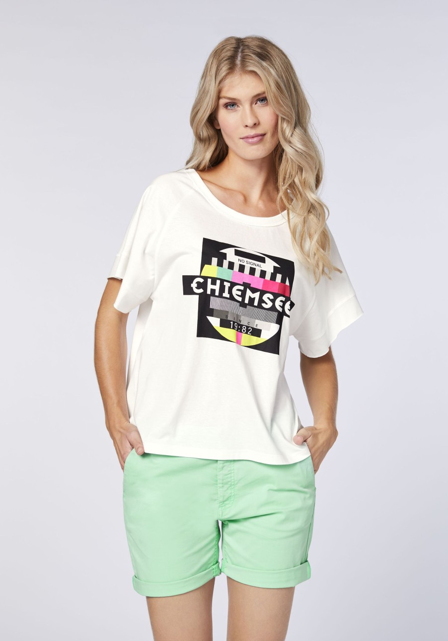 Damen chiemsee T-Shirts & Tops | Kastiges Logo-Shirt Mit No-Signal-Print