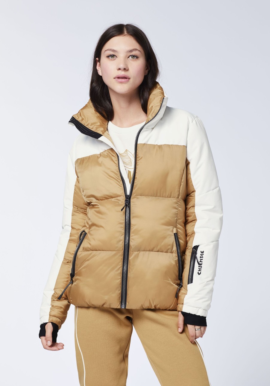 Damen chiemsee Ski- & Funktionsjacken | Colour-Block-Skijacke Aus Funktionstextil Im Puffer-Design