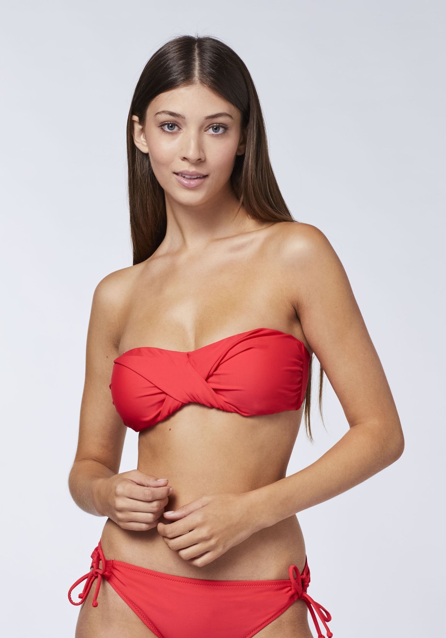 Damen chiemsee Bikinis | Mix & Match Bandeau-Bikini-Top, Unifarben In Wickeloptik