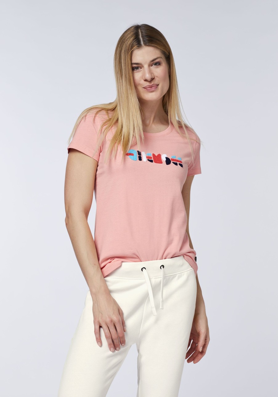 Damen chiemsee T-Shirts & Tops | Baumwollshirt Mit Flauschigem Multicolour-Logo