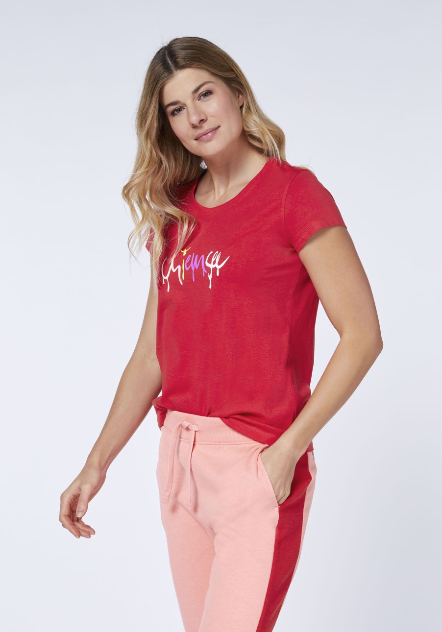 Damen chiemsee T-Shirts & Tops | Baumwollshirt Mit Label-Schriftzug Im Art-Design