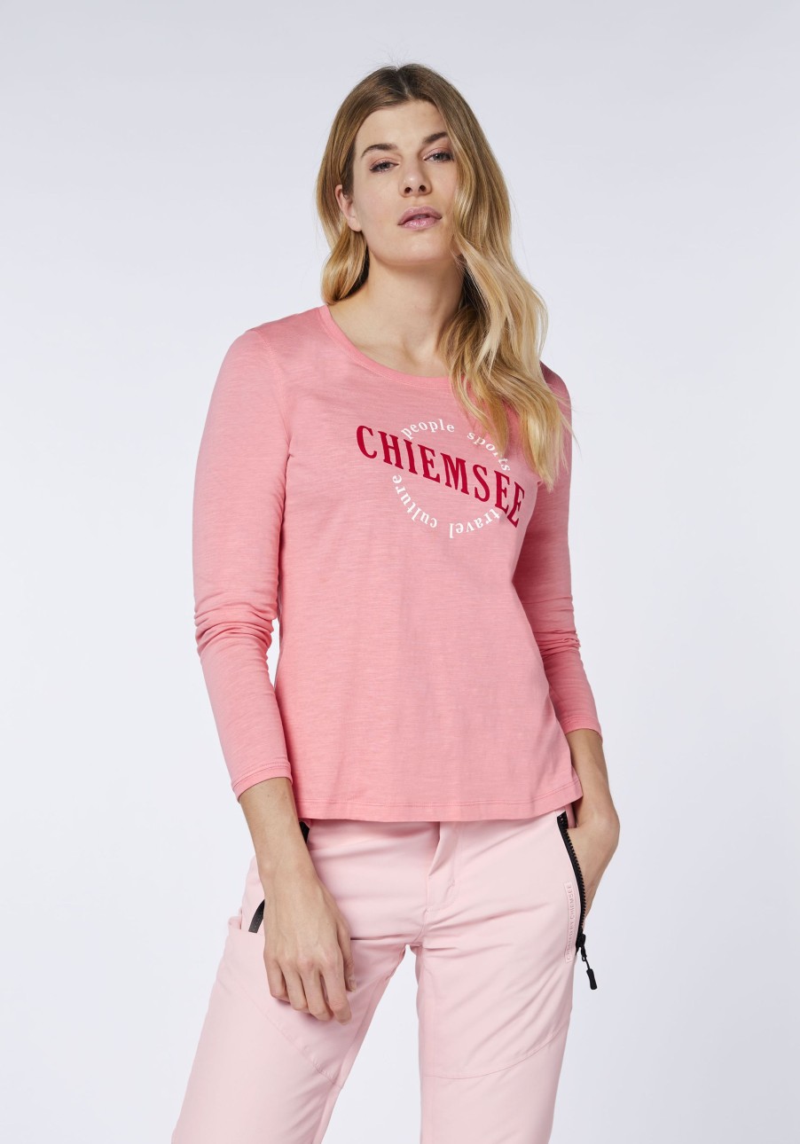 Damen chiemsee T-Shirts & Tops | Texturiertes Longsleeve Aus Baumwolle Mit Logo-Schriftzug