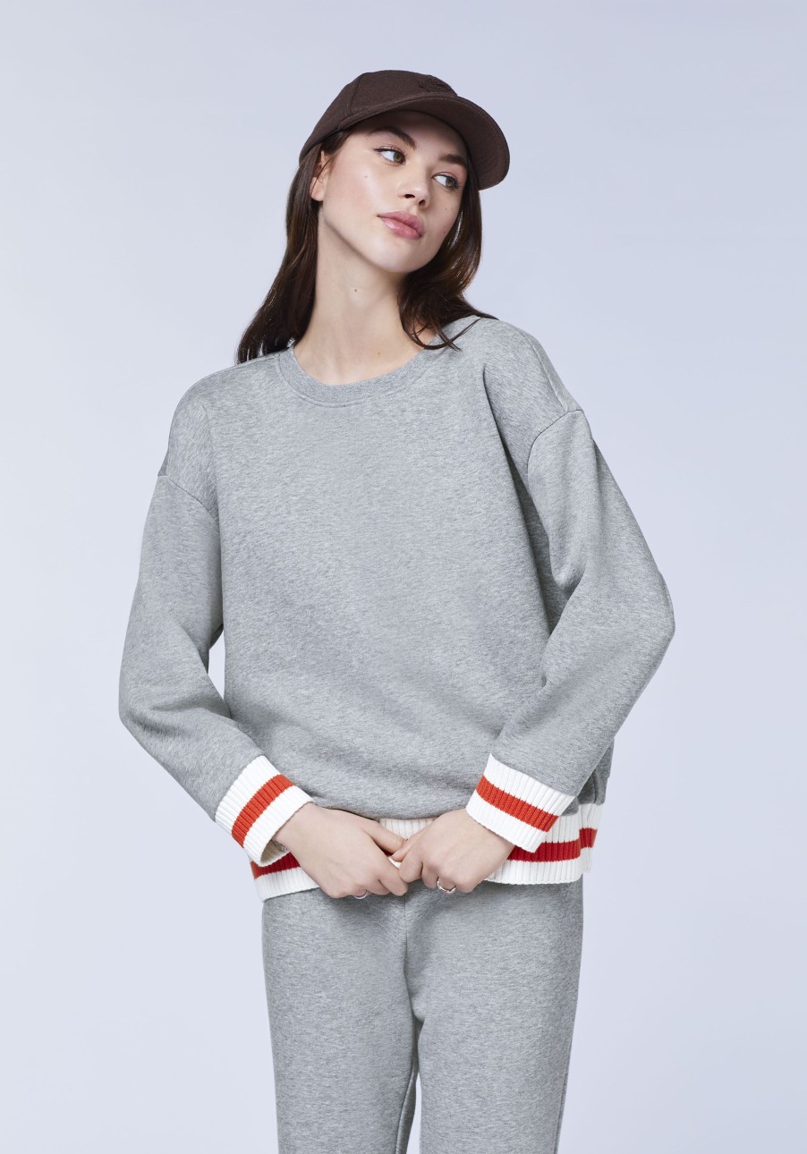 Damen chiemsee Sweatshirts & Sweatjacken | Sweater Im Fabric-Mix Mit Stricksaumen