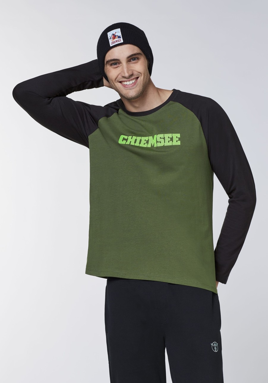 Herren chiemsee T-Shirts & Tanks | Two-Tone-Longsleeve Aus Jersey Mit Struktur-Logo