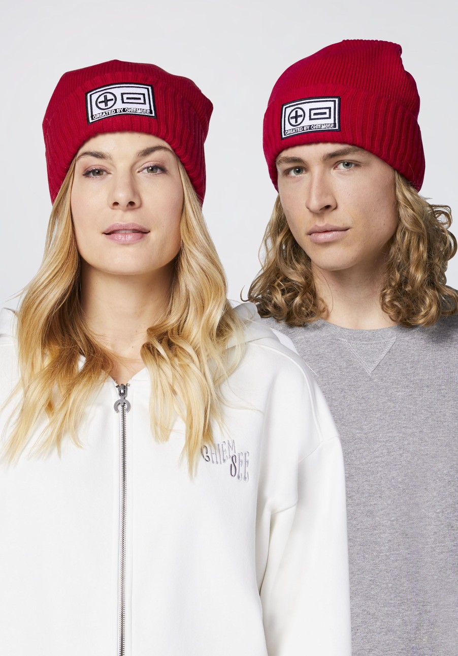 Accessoires chiemsee | Gerippte Unisex-Beanie Mit Plus-Minus-Patch