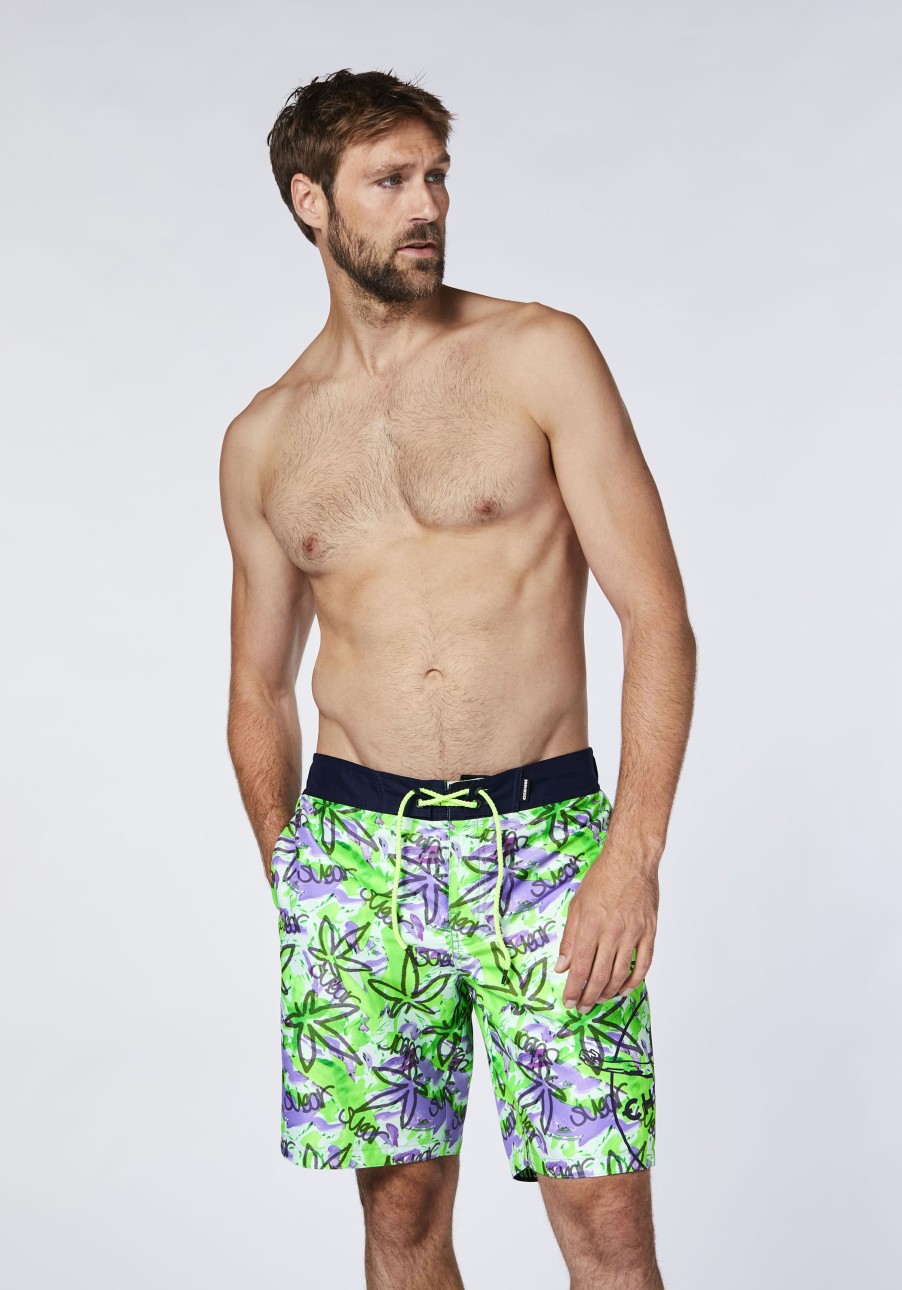 Herren chiemsee Badeshorts & Surfshorts | Knielange Badeshorts Mit Allover-Print Und Taschen