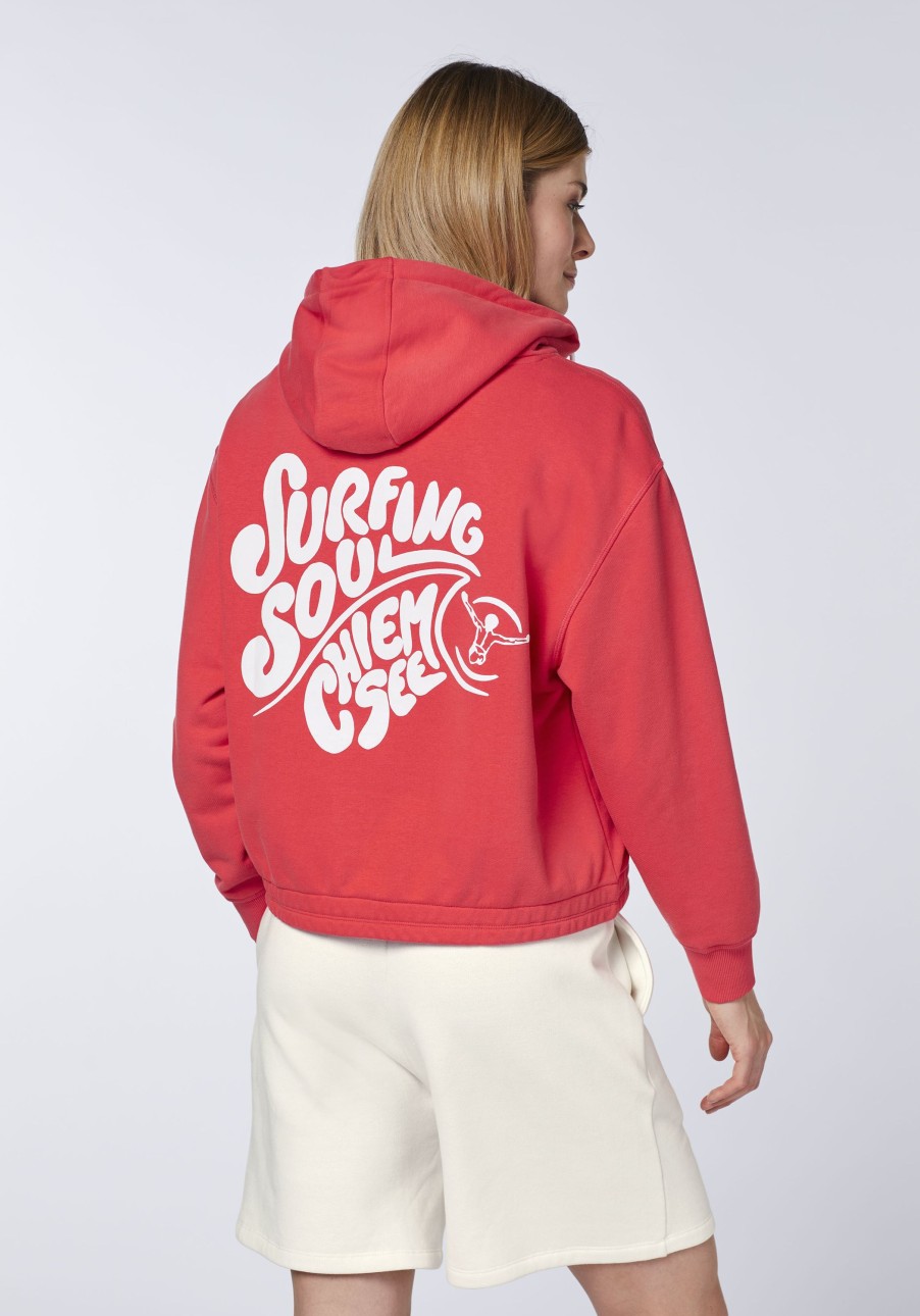 Damen chiemsee Sweatshirts & Sweatjacken | Boxy Hoodie Aus Baumwollmix Mit Print Und Zipper