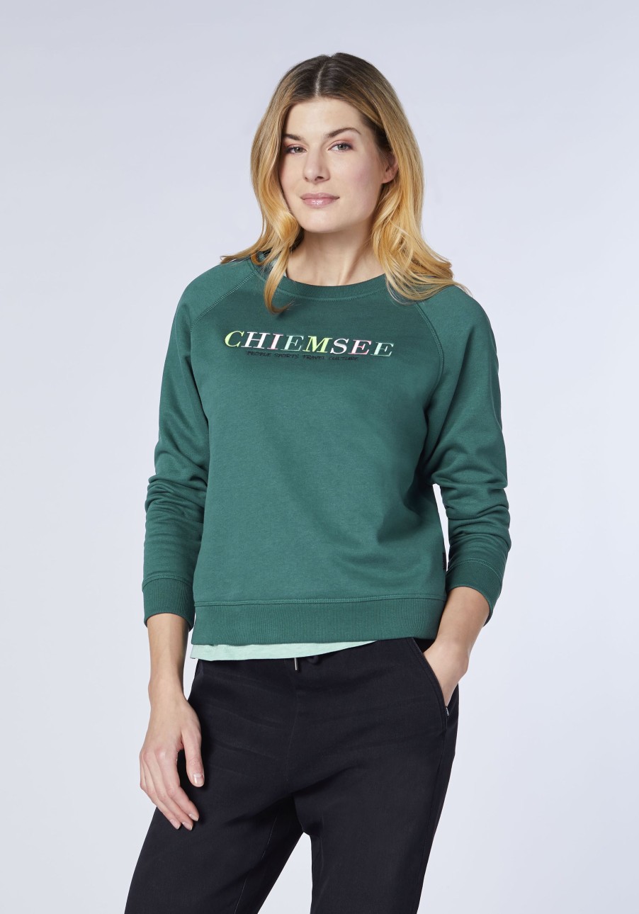 Damen chiemsee Sweatshirts & Sweatjacken | Sweater Aus Baumwollmix Mit Logo-Stitching