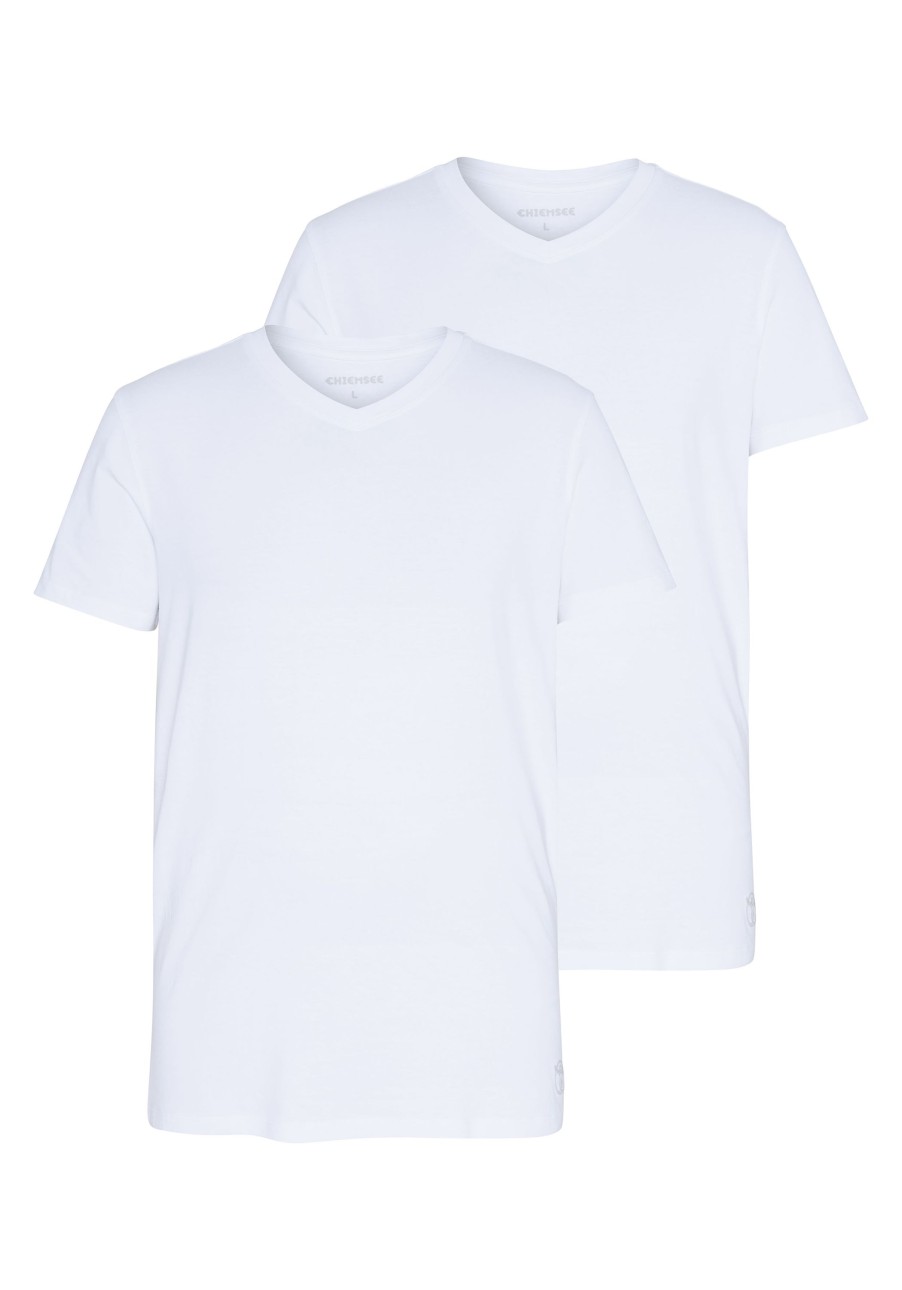 Herren chiemsee T-Shirts & Tanks | 2Er-Pack Basic-Shirt Aus Baumwollmix Mit V-Neck