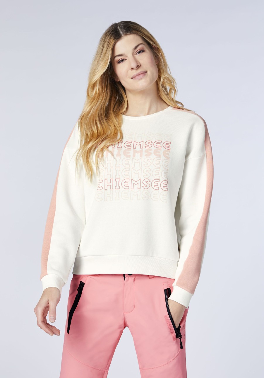 Damen chiemsee Sweatshirts & Sweatjacken | V-Shape-Sweater Mit Logos Und Blockstreifen