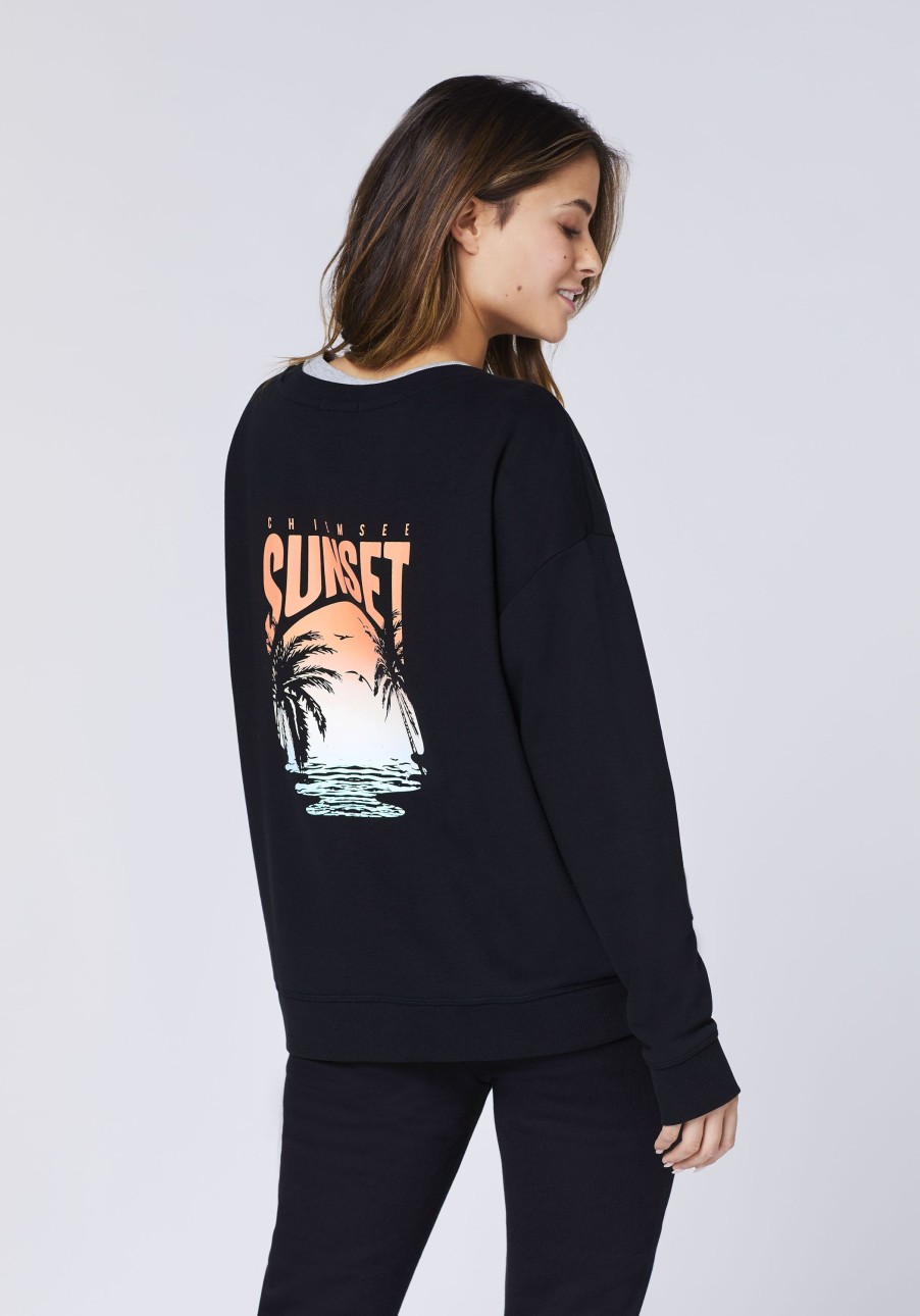 Damen chiemsee Sweatshirts & Sweatjacken | Sweater Aus Baumwollmix Mit Logo- Und Sunset-Motiv