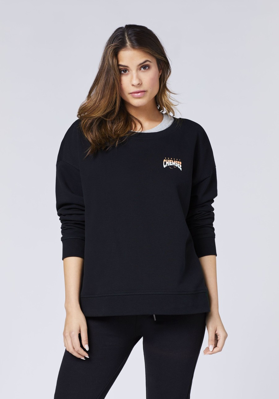 Damen chiemsee Sweatshirts & Sweatjacken | Sweater Aus Baumwollmix Mit Logo- Und Sunset-Motiv