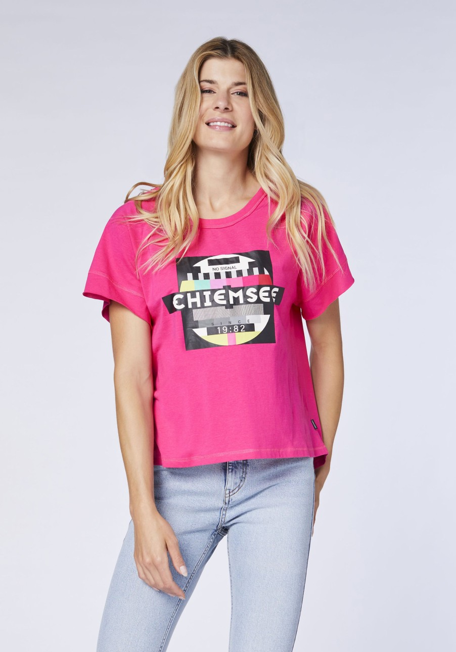 Damen chiemsee T-Shirts & Tops | Kastiges Logo-Shirt Mit No-Signal-Print