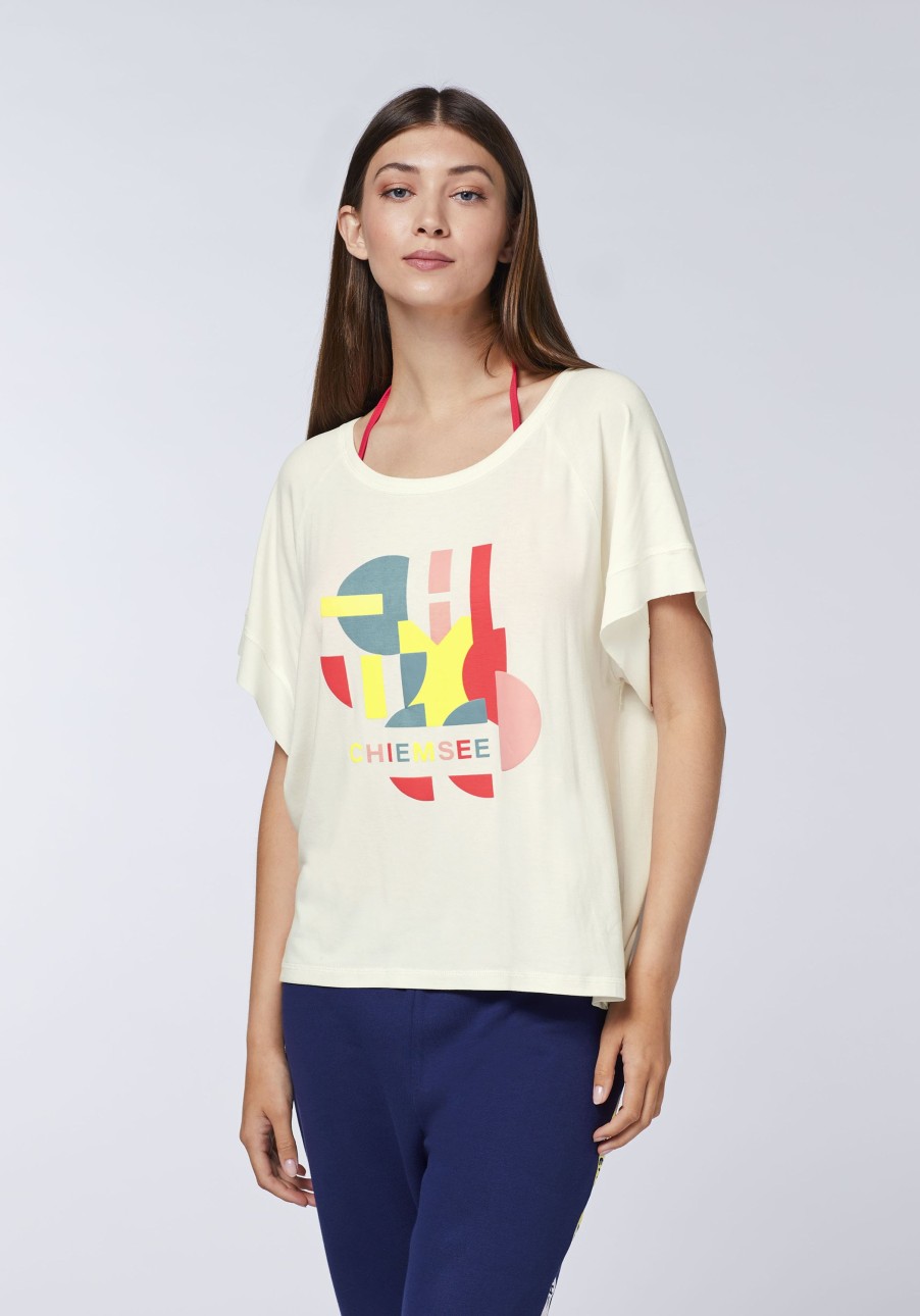 Damen chiemsee T-Shirts & Tops | Boxy Jersey-Shirt Mit Logo In Multicolour-Optik