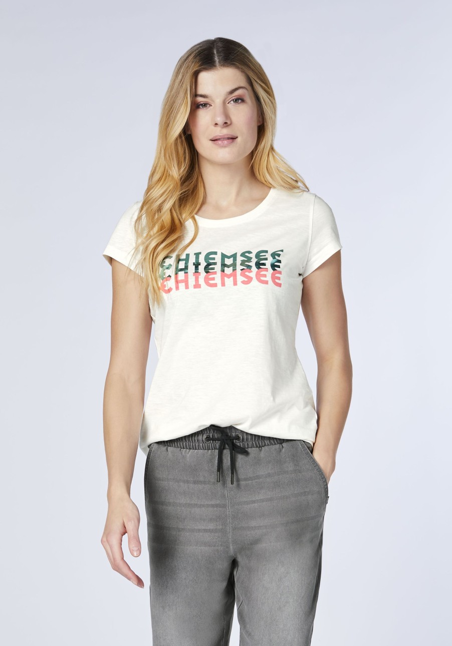 Damen chiemsee T-Shirts & Tops | Baumwollshirt Mit Label-Effekt-Print