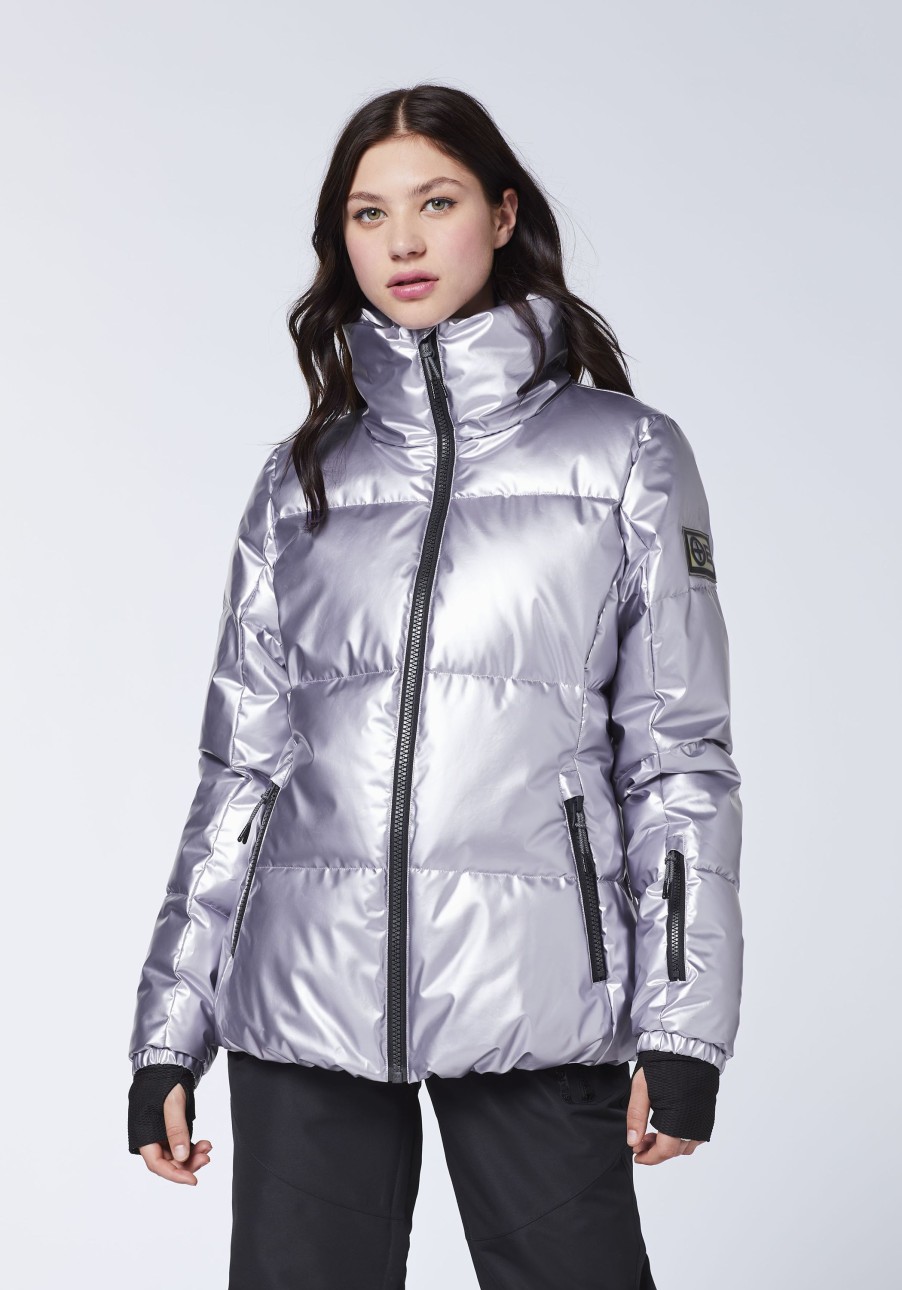 Damen chiemsee Ski- & Funktionsjacken | Funktionale Skijacke In Metallic-Puffer-Optik