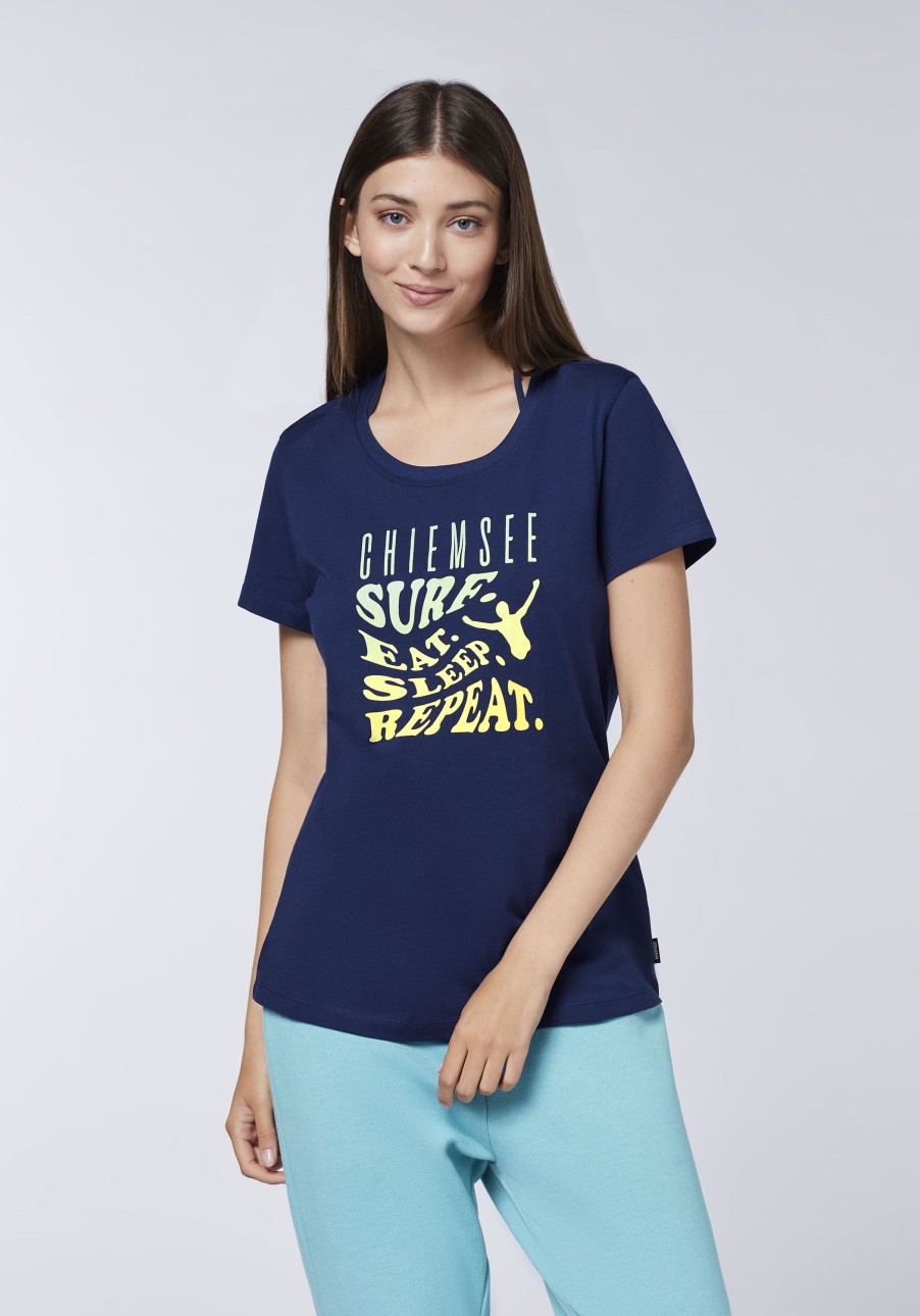 Damen chiemsee T-Shirts & Tops | Jersey-Shirt Mit Surfing-Statement-Schriftzug Im Farbverlauf