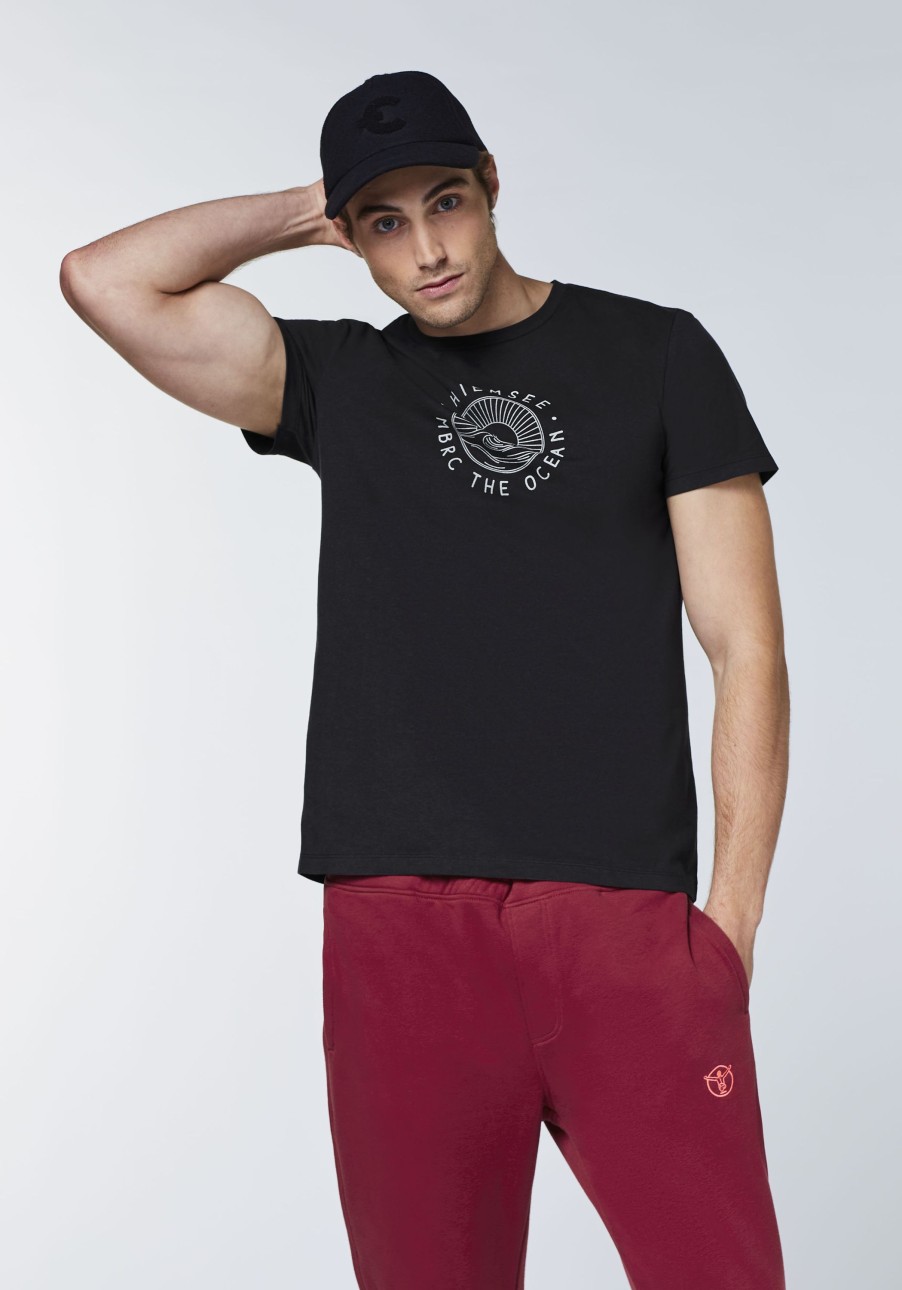 Herren chiemsee T-Shirts & Tanks | Baumwollshirt Mit Wellenmotiv Und Schriftzug