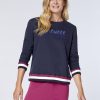 Damen chiemsee Sweatshirts & Sweatjacken | Logo-Sweater Aus Baumwollmix Mit Gestreiften Bundchen