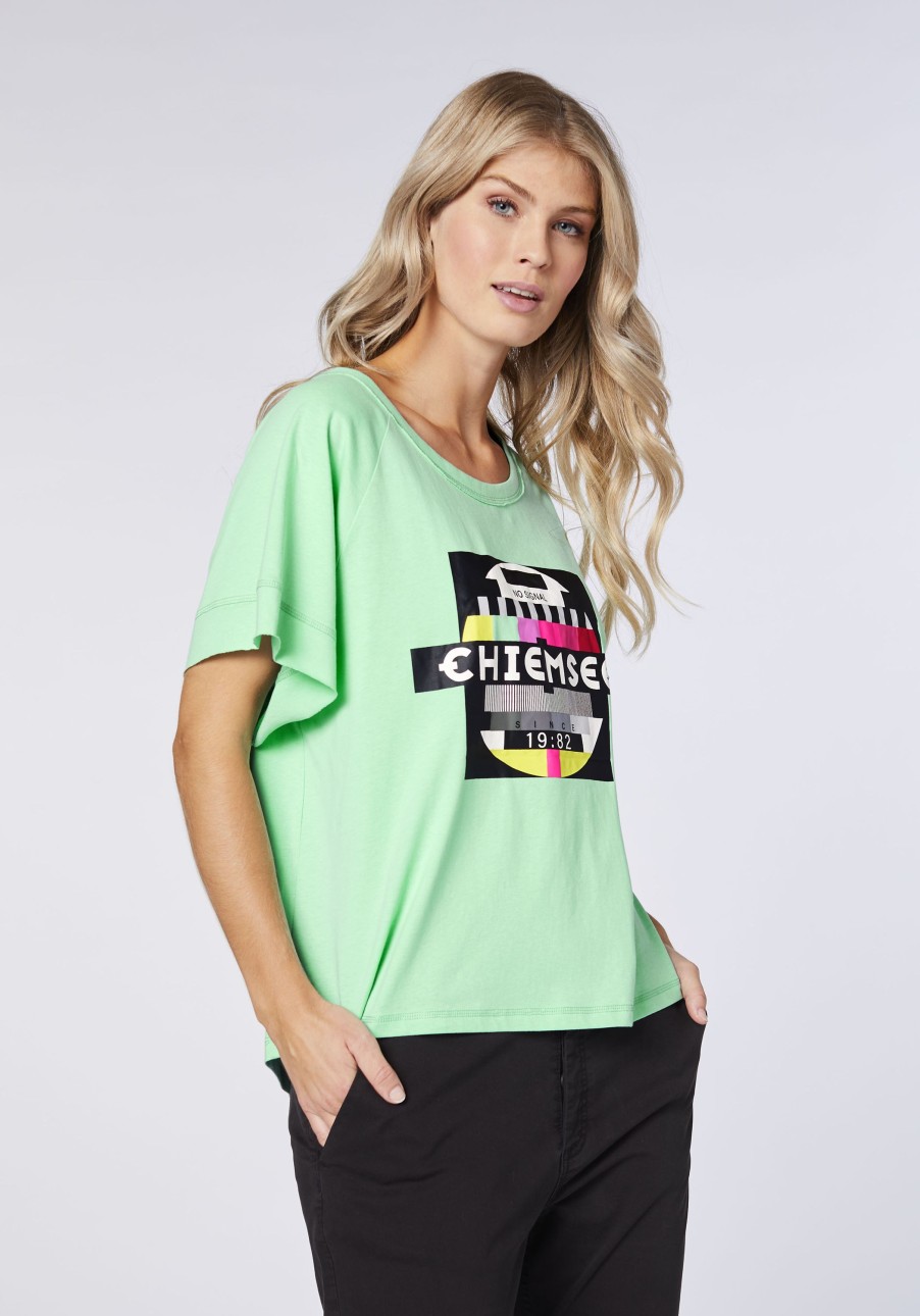 Damen chiemsee T-Shirts & Tops | Kastiges Logo-Shirt Mit No-Signal-Print