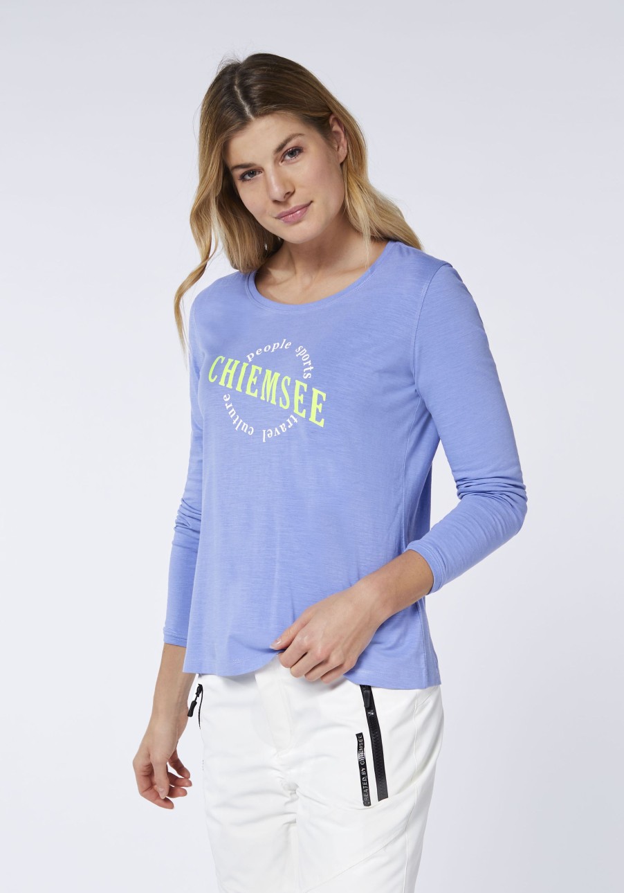 Damen chiemsee T-Shirts & Tops | Texturiertes Longsleeve Aus Baumwolle Mit Logo-Schriftzug