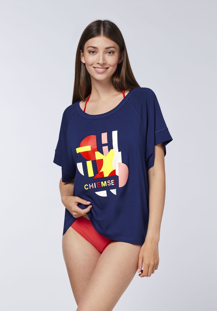 Damen chiemsee T-Shirts & Tops | Boxy Jersey-Shirt Mit Logo In Multicolour-Optik