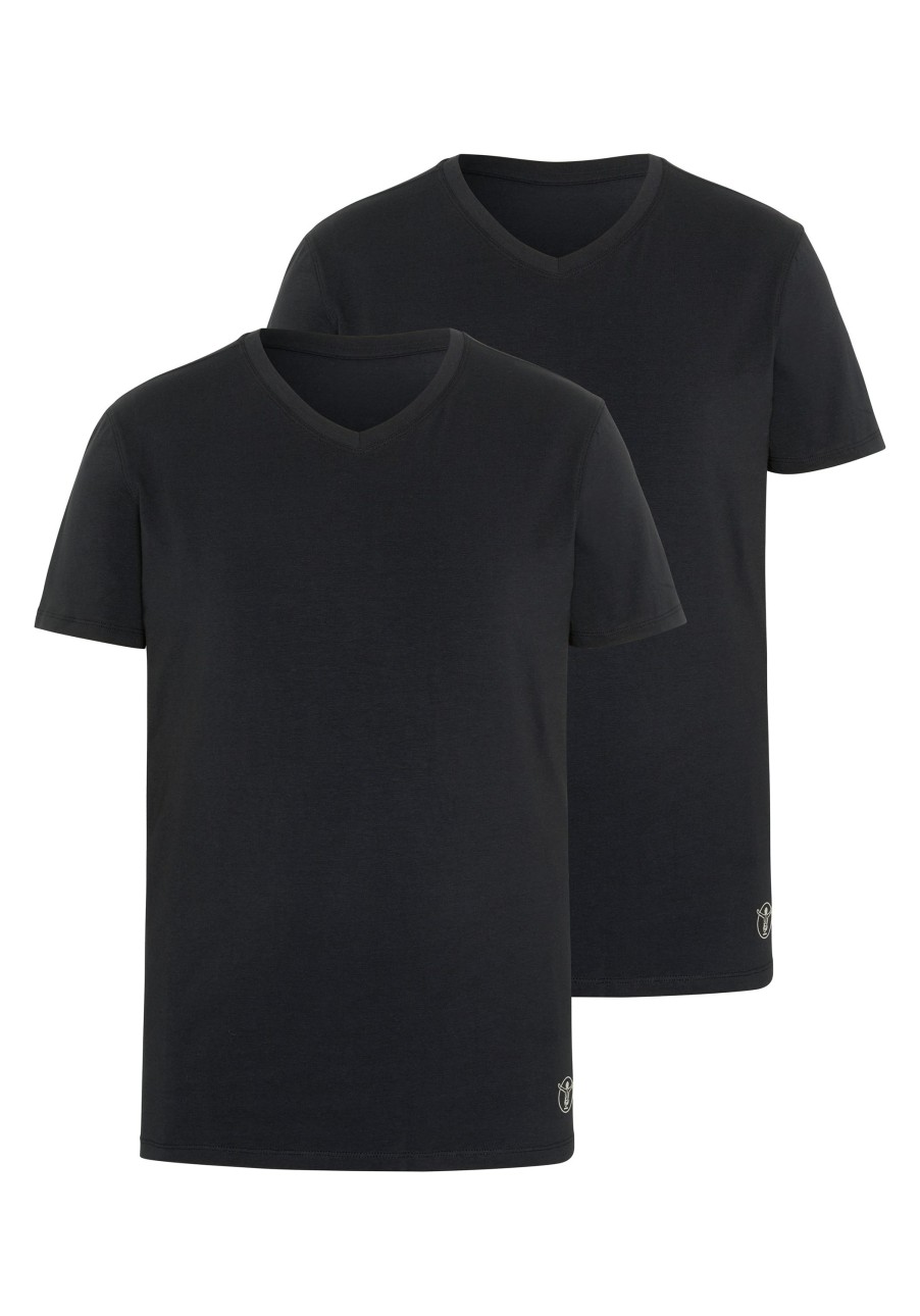 Herren chiemsee T-Shirts & Tanks | 2Er-Pack Basic-Shirt Aus Baumwollmix Mit V-Neck