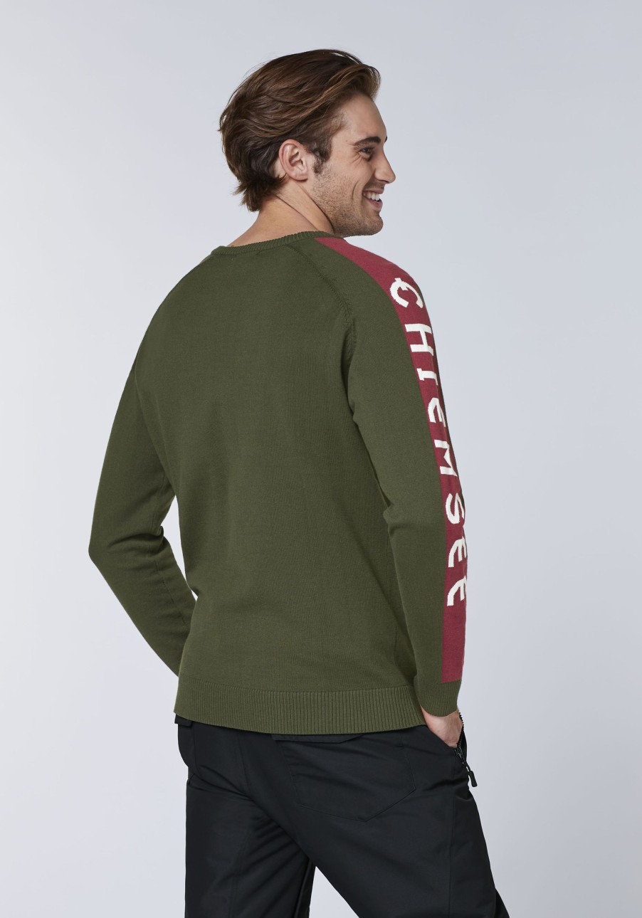 Herren chiemsee Pullover & Strickjacken | Strickpullover Aus Baumwollmix Mit Retro-Patches Und Logo-Armeln