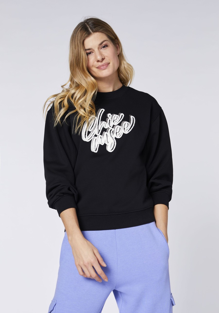 Damen chiemsee Sweatshirts & Sweatjacken | Sweater Mit Logo-Schriftzug In Effektvoller Optik