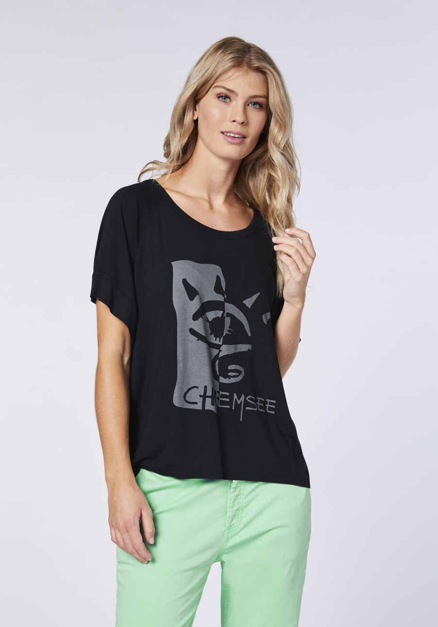 Damen chiemsee T-Shirts & Tops | Boxy Jersey-Shirt Mit Frontprint Im Label-Look