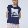 Damen chiemsee T-Shirts & Tops | Texturiertes Baumwollshirt Mit Fotoprint